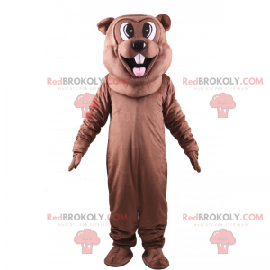 Brown beaver mascot sticking out its tongue - Redbrokoly.com