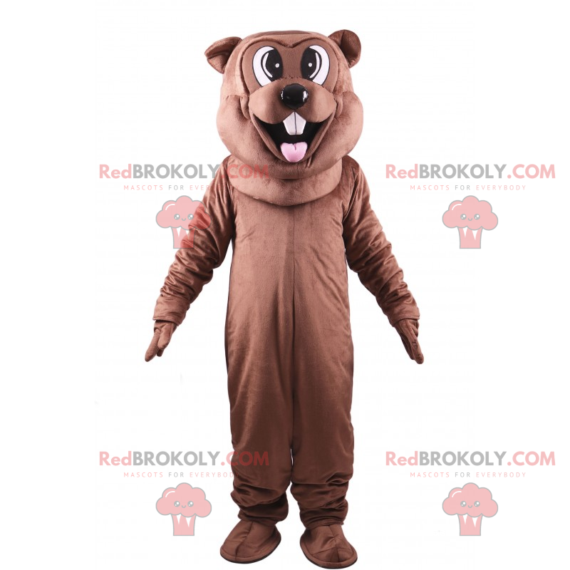 Mascote castor castanho a mostrar a língua - Redbrokoly.com Mascote castor castanho a mostrar a língua - Redbrokoly.com