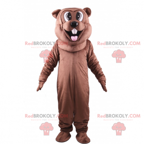 Mascotte de castor marron qui tire la langue - Redbrokoly.com