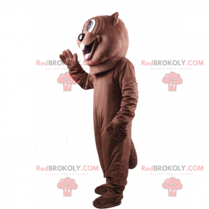 Brun bevermaskot stikker tungen ut - Redbrokoly.com