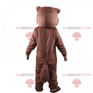 Mascota de castor marrón sacando la lengua - Redbrokoly.com