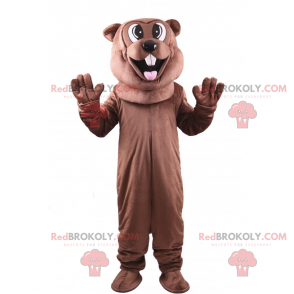 Brown beaver mascot sticking out its tongue - Redbrokoly.com