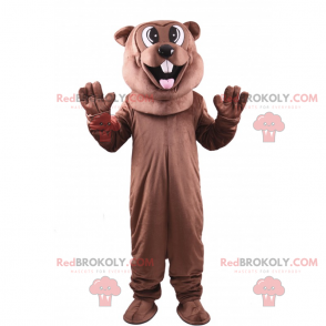 Mascotte de castor marron qui tire la langue - Redbrokoly.com