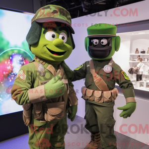 Zwart groen baret mascotte...