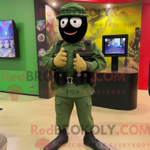 Zwart groen baret mascotte...