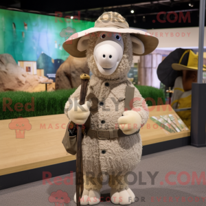 Beige Merino Sheep mascot...