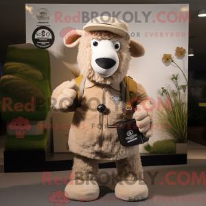 Beige Merino Sheep mascot...