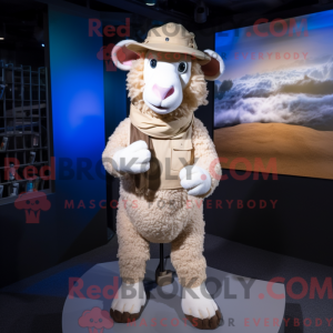 Beige Merino Sheep mascot...