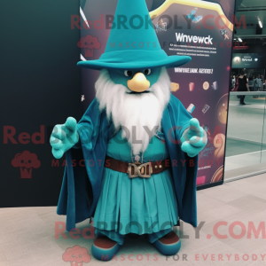 Teal Wizard-mascottekostuum...