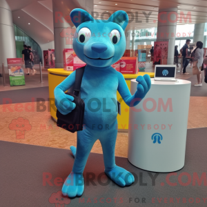 Cyan Jaguarundi Maskottchen...