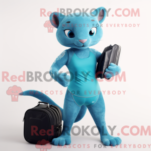 Cyan Jaguarundi Maskottchen...