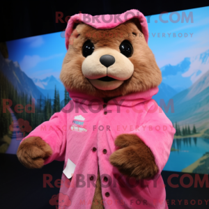 Pink murmeldyr maskot...