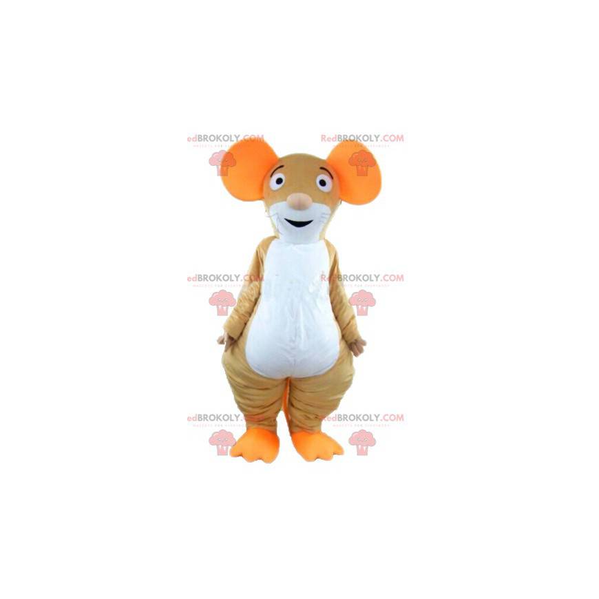 Oranžový a bílý hnědý maskot myši - Redbrokoly.com