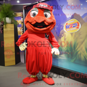 Red Piranha mascot costume...