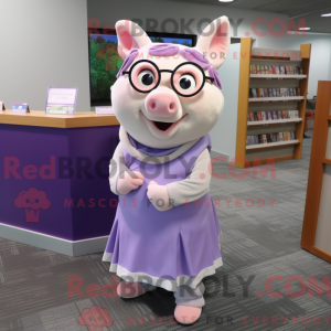 Lavender Pig mascot costume...