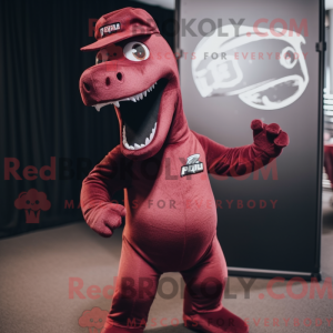 Maroon Diplodocus mascot...