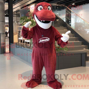 Maroon Diplodocus mascot...