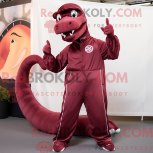 Maroon Diplodocus mascot...