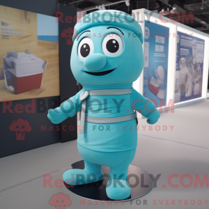 Cyan armbånd maskot kostyme...