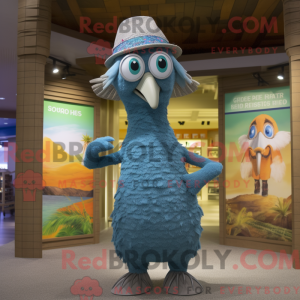 Gray Peacock maskot kostume...