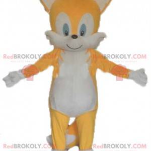 Mascote gato raposa amarela e branca - Redbrokoly.com