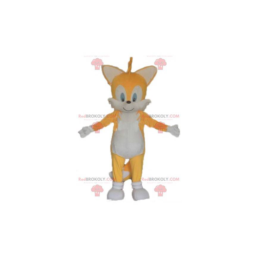 Mascote gato raposa amarela e branca - Redbrokoly.com