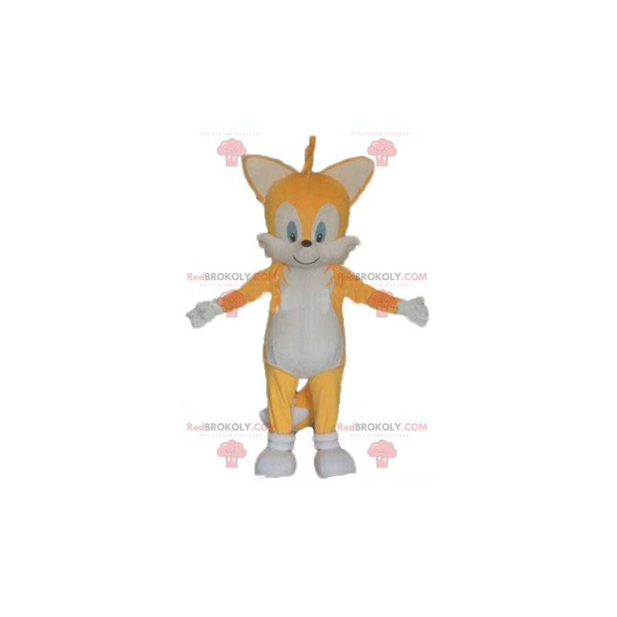 Mascotte de chat de renard jaune et blanc - Redbrokoly.com