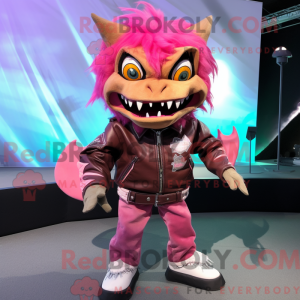 Pink Piranha maskot kostume...