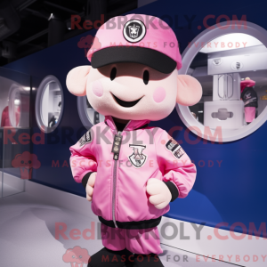 Rosa men maskotdraktfigur...