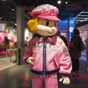 Rosa men maskotdraktfigur...