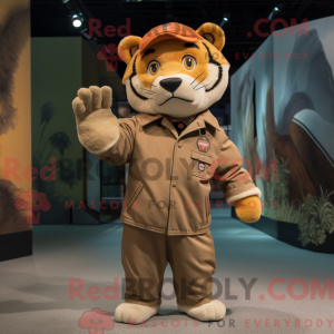 Tan Tiger maskot kostume...