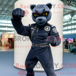 Fantasia de mascote pantera marinho com macacão e luvas - Pantera Mascotes - REBROKO_283260 - RedBrokoly.com