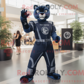 Fantasia de mascote pantera marinho com macacão e luvas - Pantera Mascotes - REBROKO_283263 - RedBrokoly.com