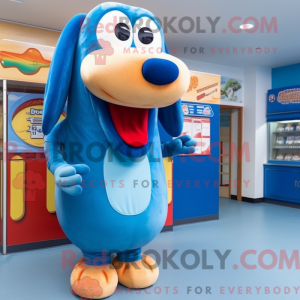 Blue Hot Dog mascot costume...