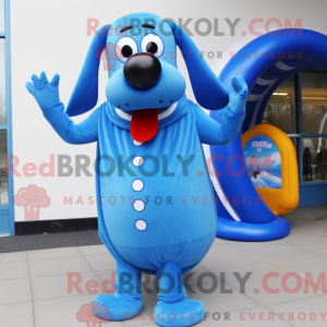 Blue Hot Dog mascot costume...