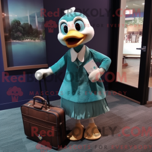 Teal Gosling mascot costume...