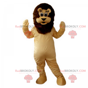 Löwenmaskottchen mit einer braunen Mähne - Redbrokoly.com