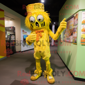 Geel Zombie-mascottekostuum...