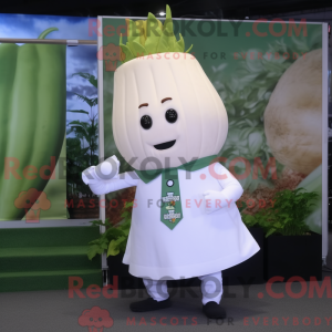 Hvid Radise maskot kostume...