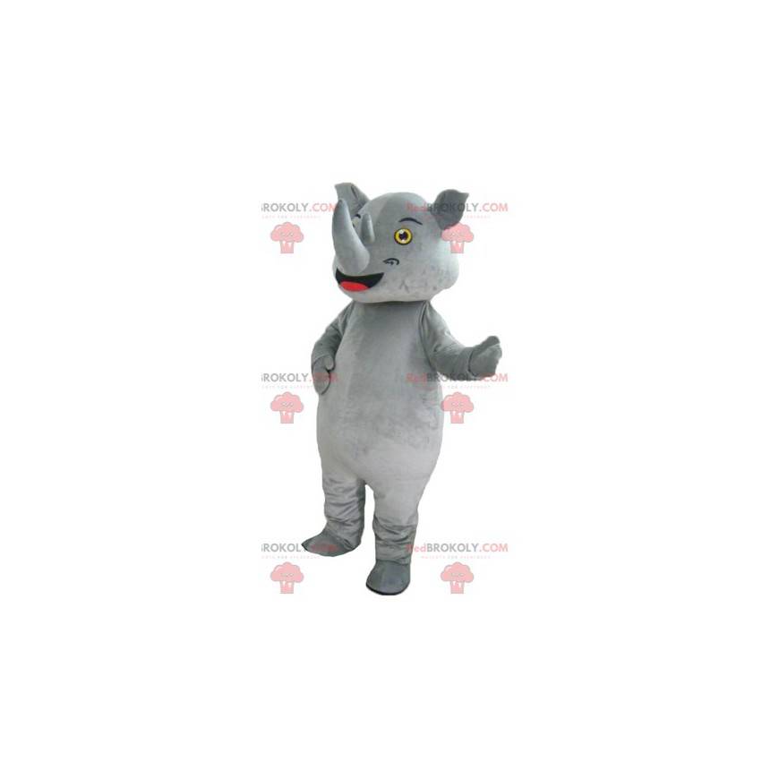Mascota de rinoceronte gris gigante e impresionante -