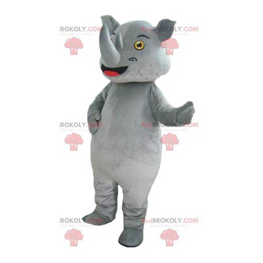 Riesiges und beeindruckendes graues Nashornmaskottchen -