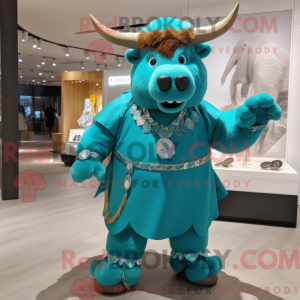 Cyaan Bison mascotte...