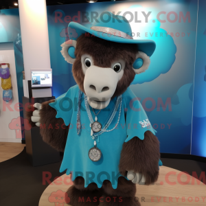 Cyan Bison maskot kostume...