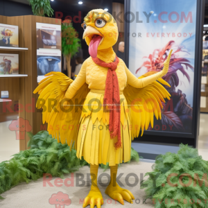 Gul fasan maskot kostume...