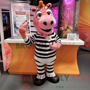 Peach Zebra-mascottekostuum...