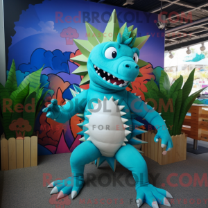 Cyan Stegosaurus maskot...