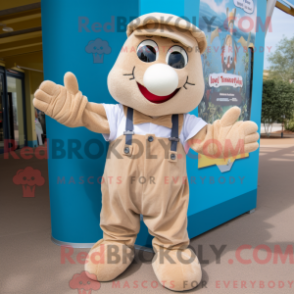Fantasia de mascote de Aliança bege com macacão e lenços - Mascotes da aliança - REBROKO_283523 - RedBrokoly.com