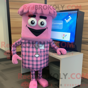 Pink computer maskot...