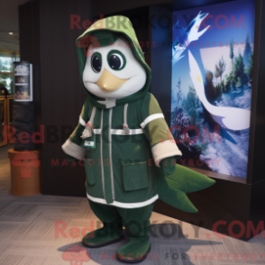 Fantasia de mascote de peixe-espada verde floresta com parca e luvas - Mascotes espadarte - REBROKO_283594 - RedBrokoly.com