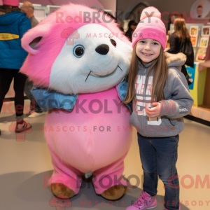 Pink marsvin maskot kostume...